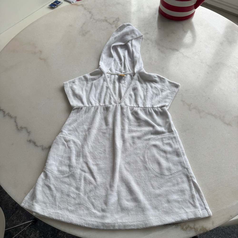 Cozy White Hooded Swim Coverup for Kids